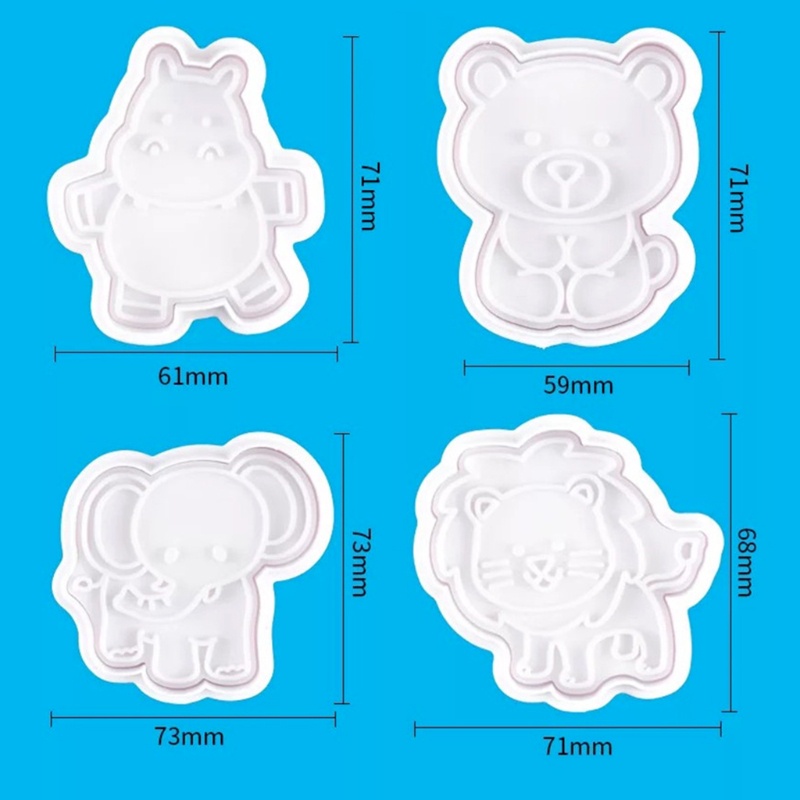 Set 4 khuôn nhựa làm bánh hình các con vật đáng yêu