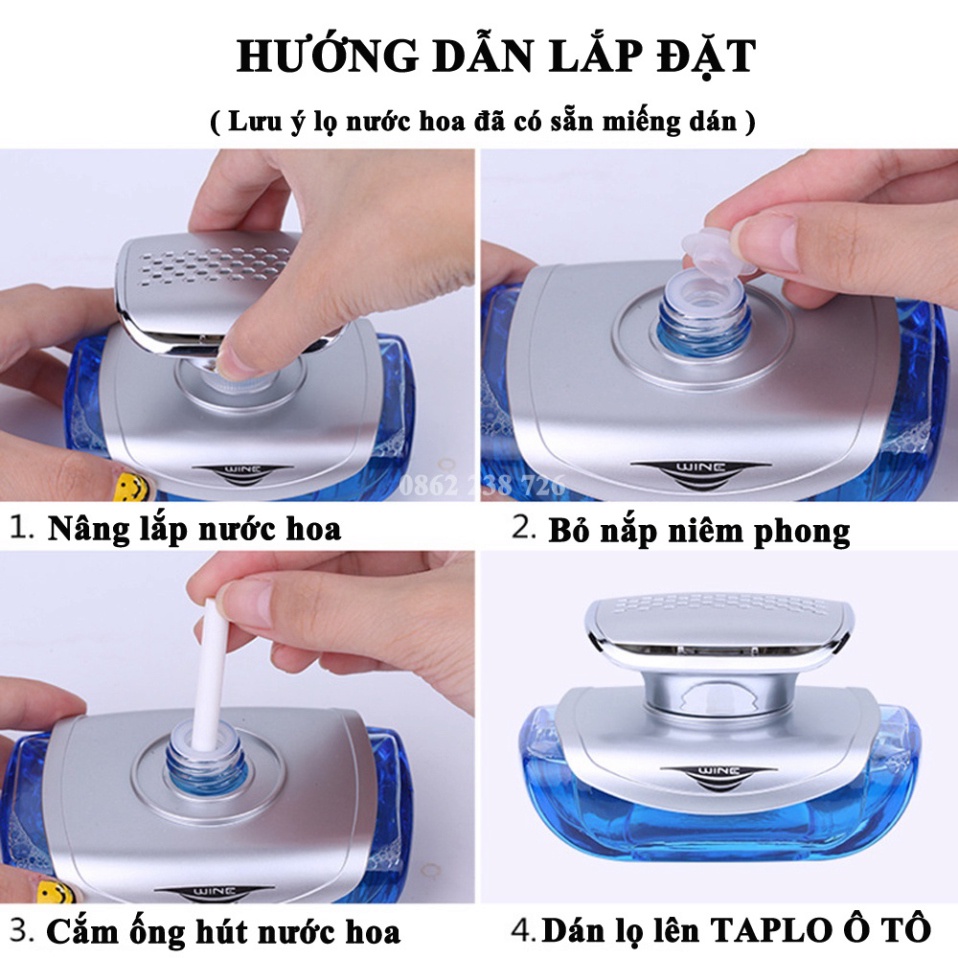 Nước hoa ô tô WINE tinh dầu xe hơi cao cấp đặt taplo ô tô khử mùi chống say xe chiết suất từ hoa quả thực vật