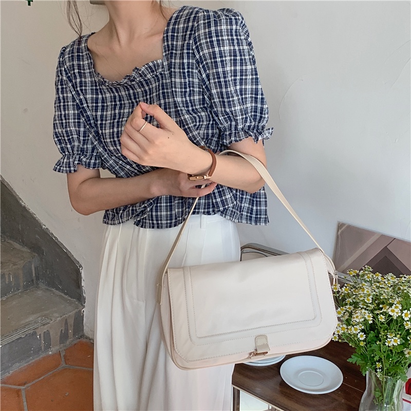 Túi đeo chéo bằng nylon màu sắc đơn giản phong cách Hàn Quốc