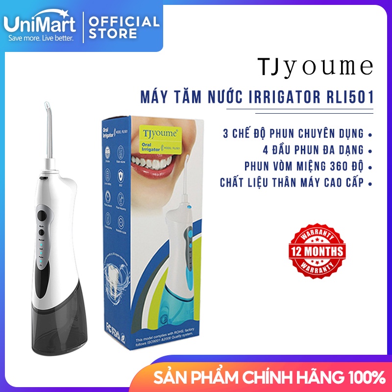 Máy Tăm Nước Cầm Tay Không Dây Chính Hãng Bảo Hành 12 Tháng TJ Youme Irrigator RLI501 - Bộ Tăm Nước Vệ Sinh Răng Miệng