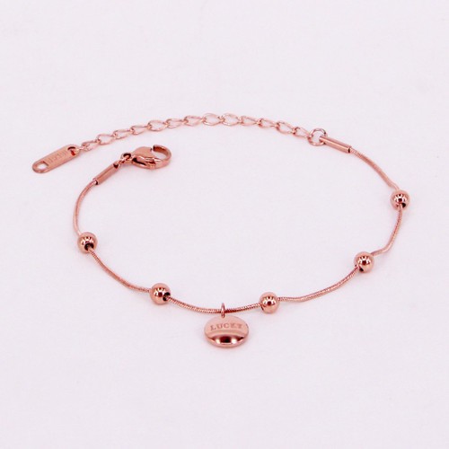 Lắc Tay Sợi Mì Mặt Tròn Khắc Chữ Lucky Titan Ko Đen TT 3246