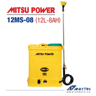 Bình xịt phun thuốc bằng điện mitsu power 12ms-08 | bình xịt điện 12 lít | 12v-8ah