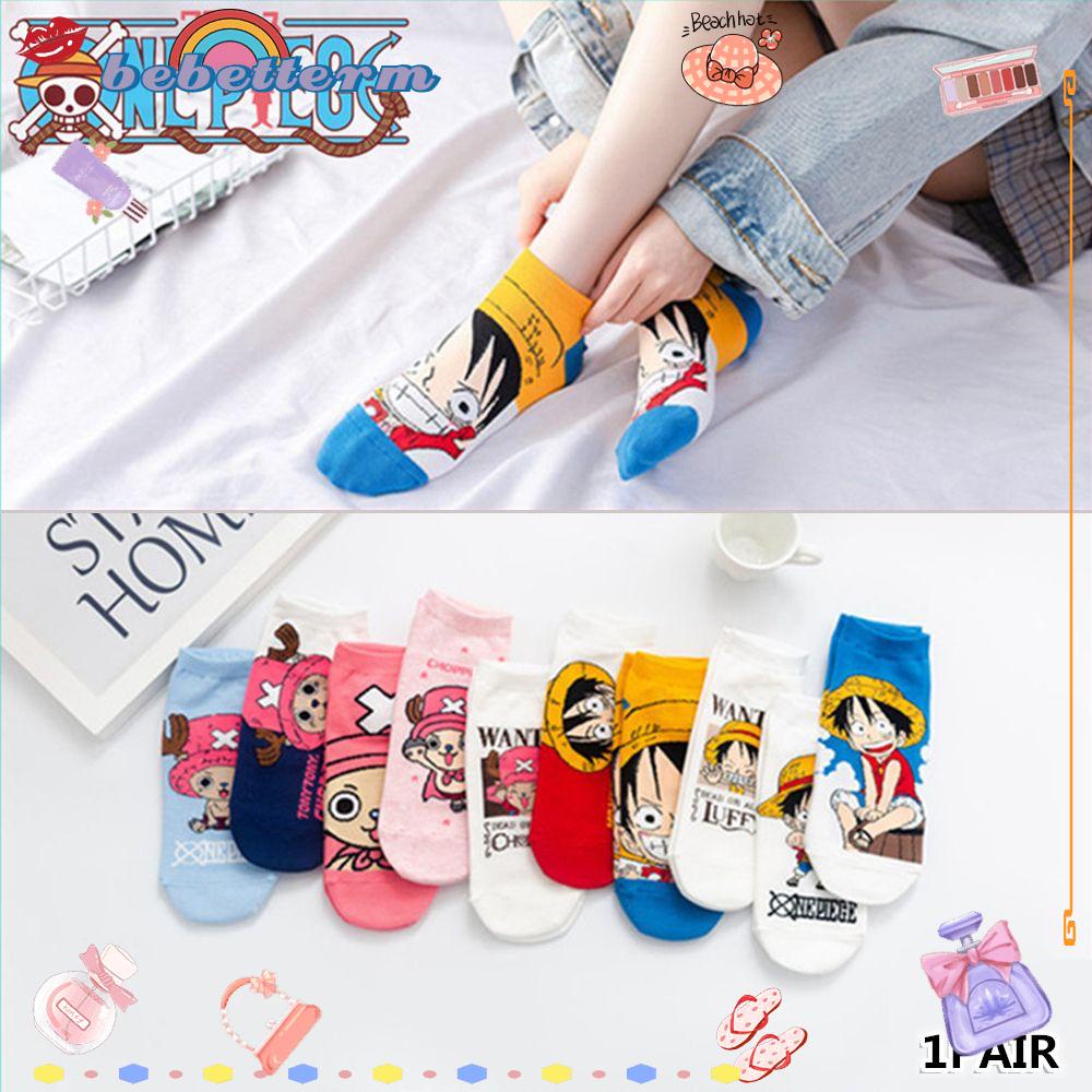 Bebetterm 1Pair Cartoon Ankle Socks Fashion Unisex 10 Styles Luffy Chopper One Piece Anime Accessories
