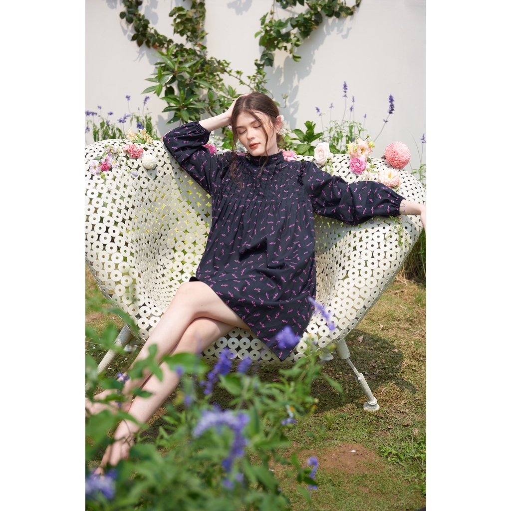 TIFFANY STUDIOS - Đầm Baby Doll Cổ Tròn Phong Cách Pháp Thanh Lịch - CHARLOTTE DRESS