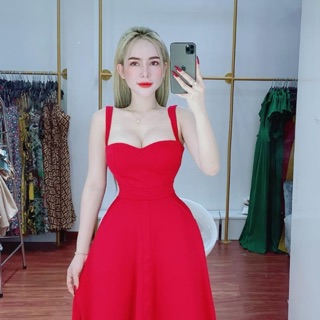 Váy hai dây xoè bản to