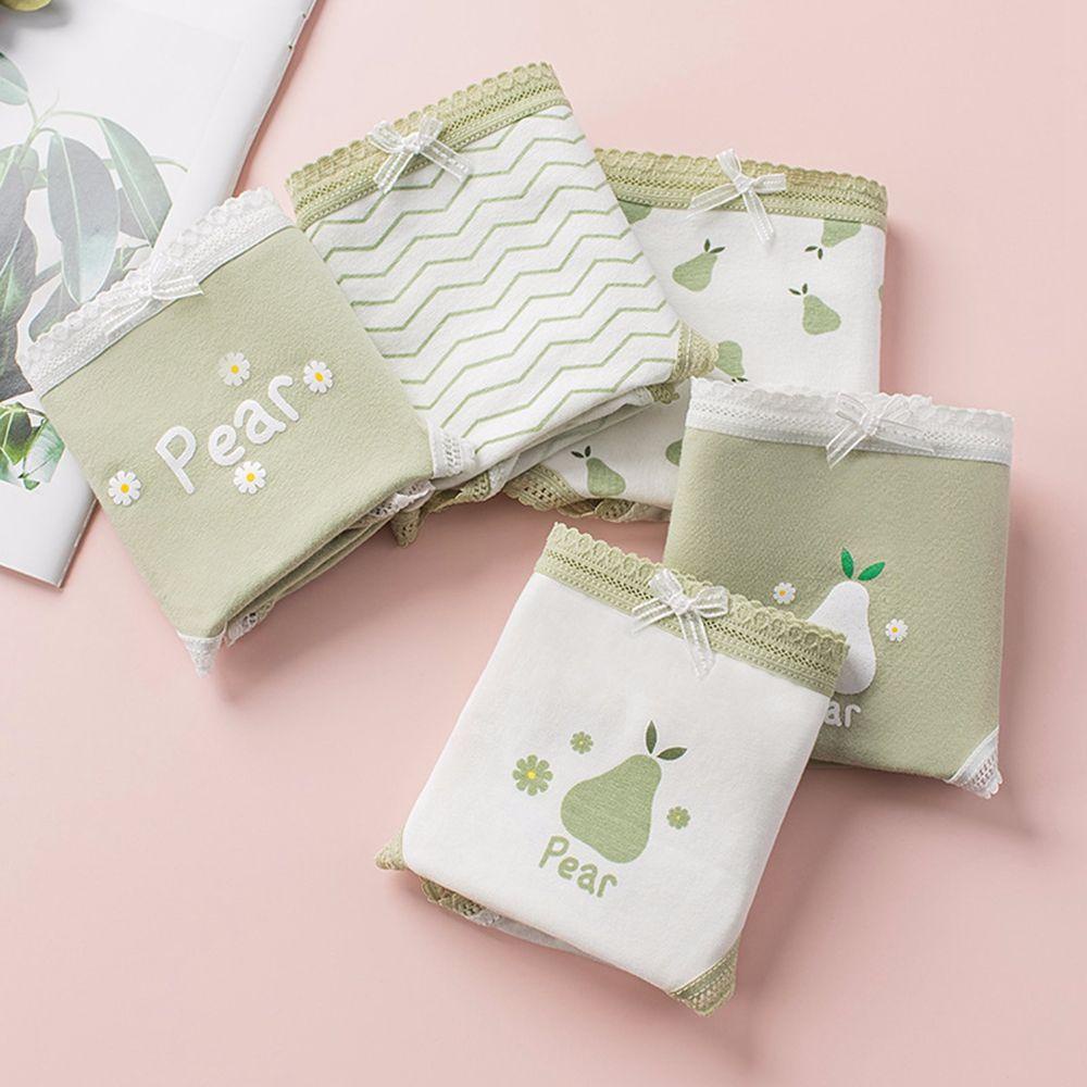 Quần Lót Cotton Thoáng Khí In Họa Tiết Trái Lê Hoạt Hình Phong Cách Hàn Quốc Cho Nữ
