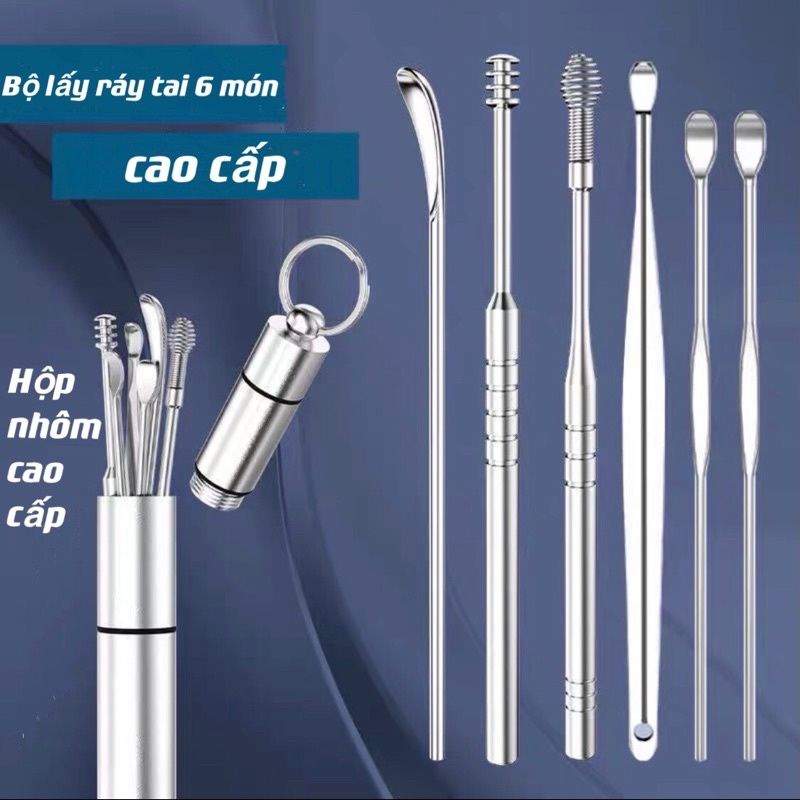 Bộ lấy Ráy Tai cao cấp Ống Tròn 6 Món