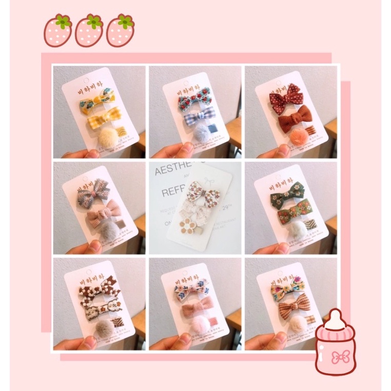 [Nơ phần 7] Set 2 kẹp NƠ và kẹp cục bông