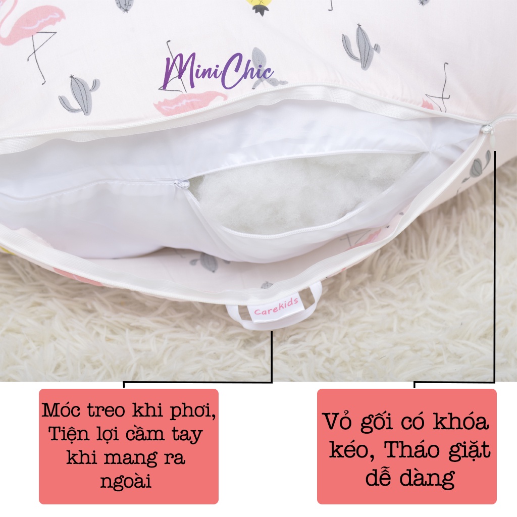 Gối chống trào ngược cho bé vải cotton hàn quốc có đai an toàn