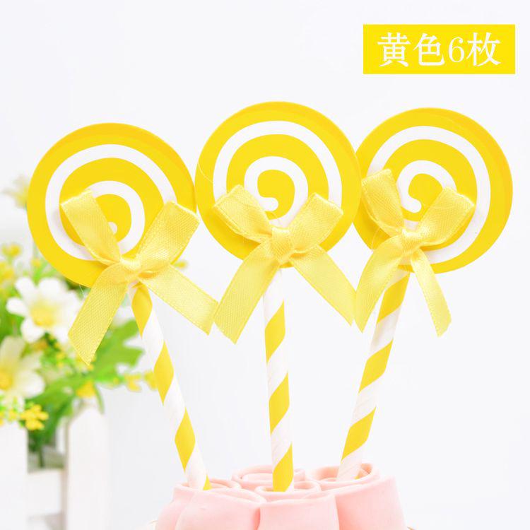 Que cắm kẹo mút vàng (6 que)
