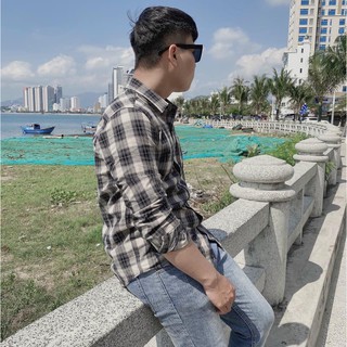 Bờm Store - Áo Sơ Mi Caro Nam Đen sọc trắng 161