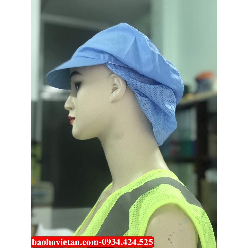 Nón thực phẩm, thủy sản phối lưới có búi tóc sau gáy - 100% Hình thật