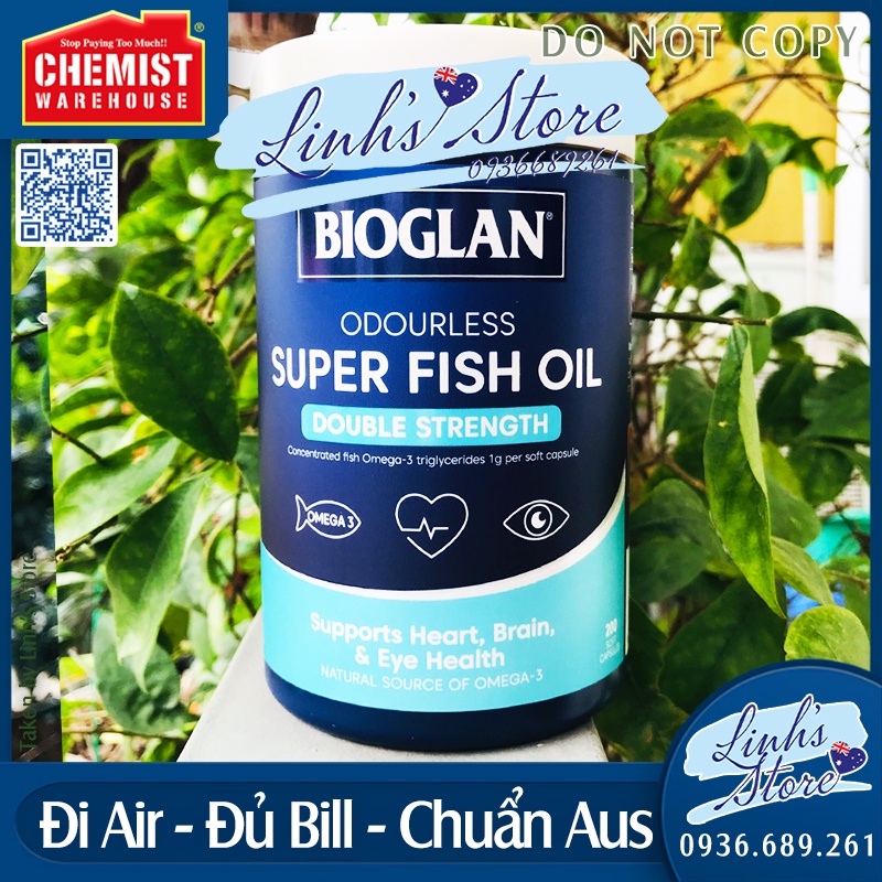 Dầu cá Bioglan Fish Oil 2000mg - 200 viên - Mẫu Mới