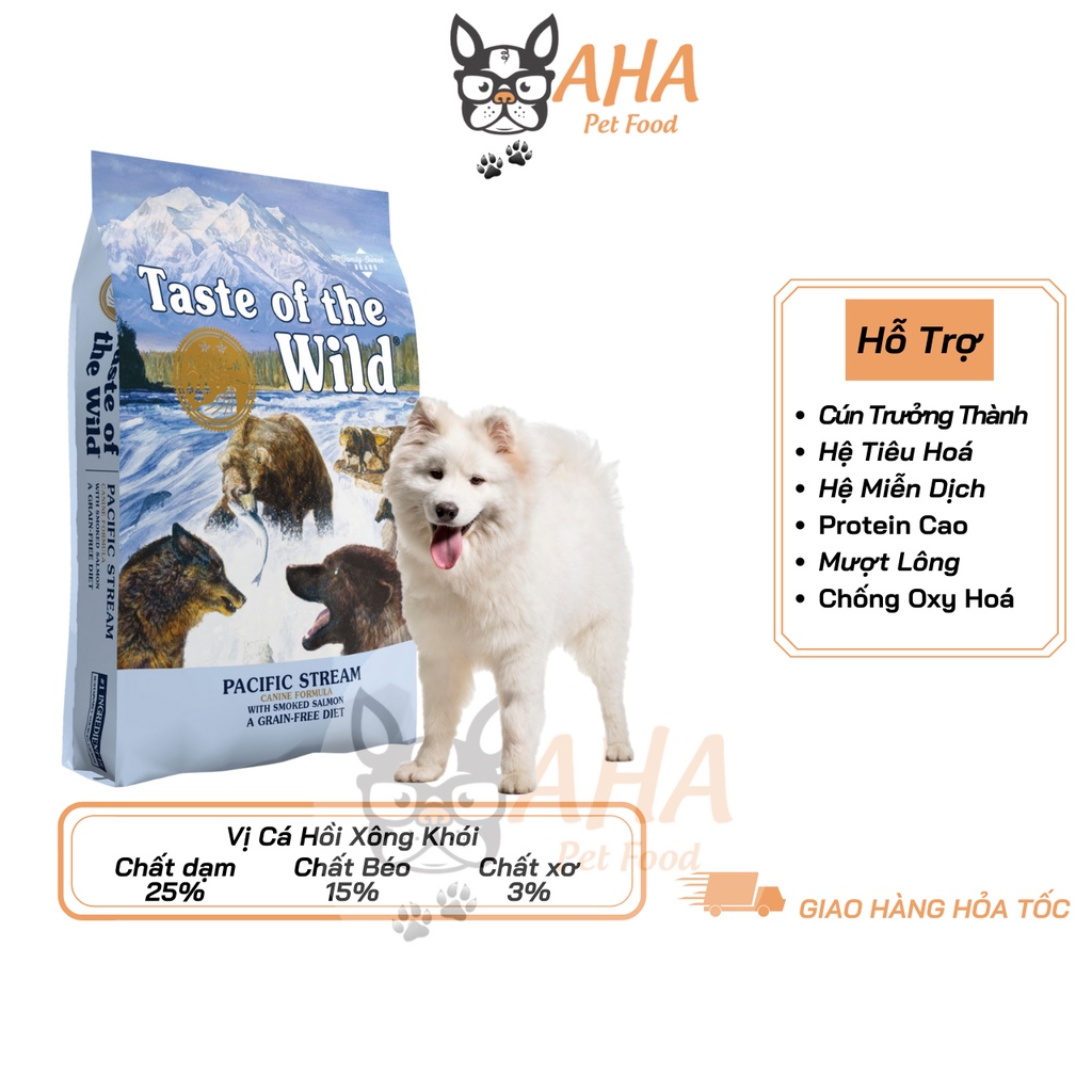 Thức Ăn Cho Chó Samoyed Taste Of The Wild Bao 2kg Lông Bóng Mượt - Pacific Stream Cá Hồi Xông Khói, Rau Củ Quả