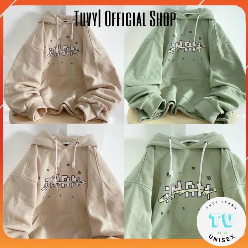 Áo Hoodie nam TUVYSHOP áo nỉ nữ cổ tròn lót bông ấm áp vải lì mịn in chữ INAM 2 màu xanh be