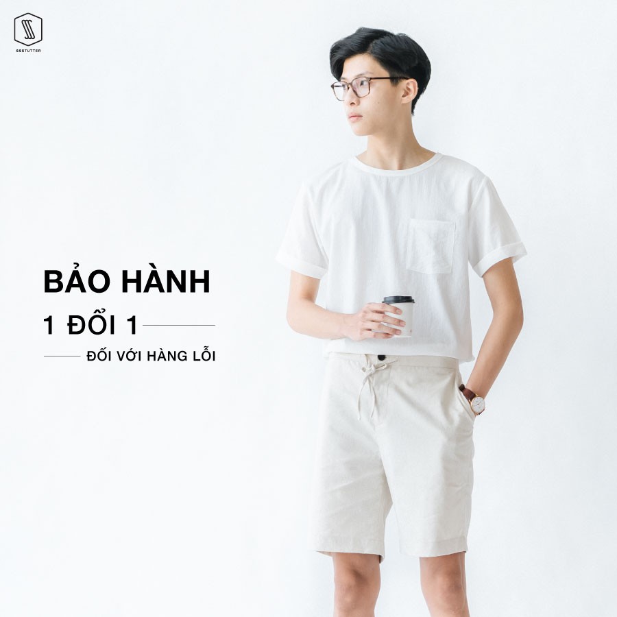 Áo phông Nam tay ngắn có túi ngực SSSTUTTER cổ tròn ngắn tay Vải Linen siêu thoáng mát 5 màu Linen Tee | BigBuy360 - bigbuy360.vn