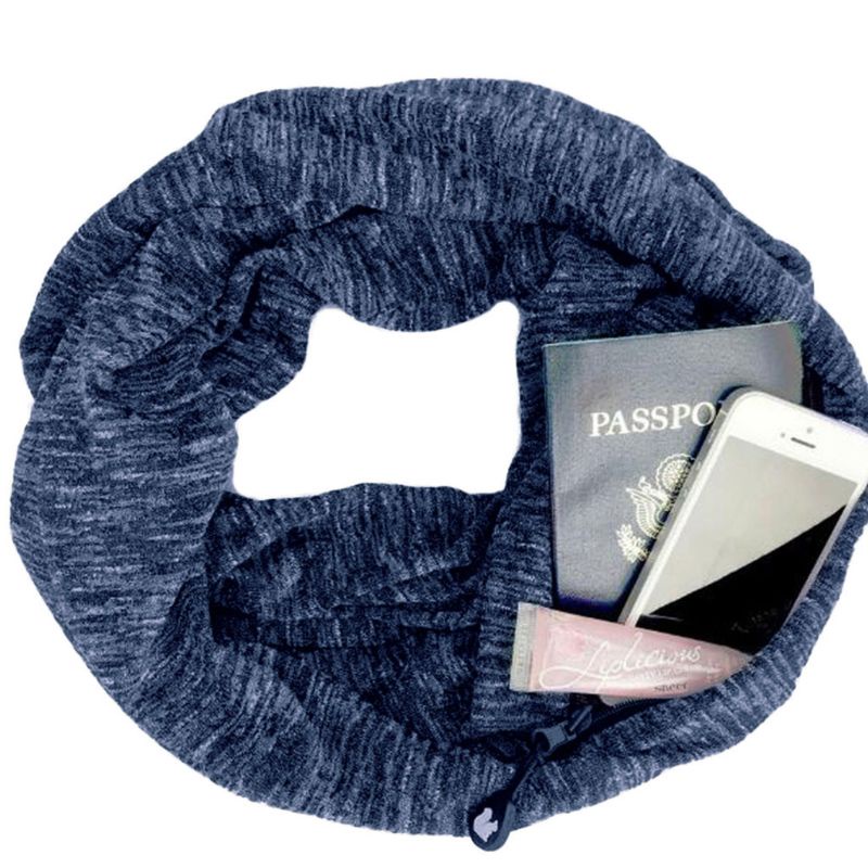 Whi Khăn Choàng Cổ Cotton Hai Lớp Ẩn Có Túi Khóa Kéo Cho Vòng Vô Cực Màu S