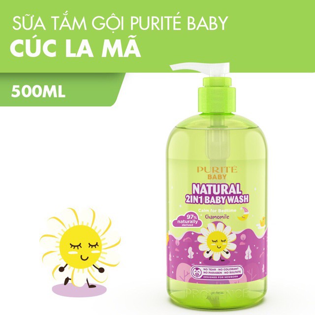 Sữa Tắm Gội Purité Baby Natural 2in1 chai 500ml
