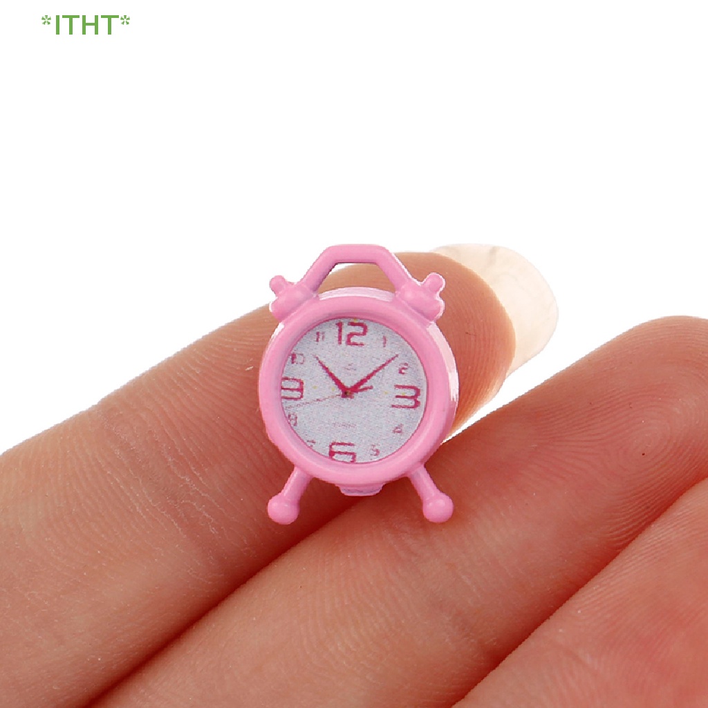 Đồng Hồ Báo Thức Mini Màu Hồng Tỉ Lệ 1: 12 Trang Trí Nhà Búp Bê Mới