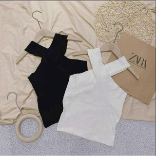 Áo kiểu cổ chéo thun co dãn