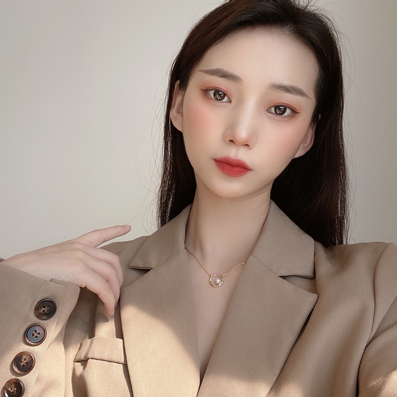 Vòng cổ choker mặt tròn ziczac đính hạt trai VC008 Leous Accessories