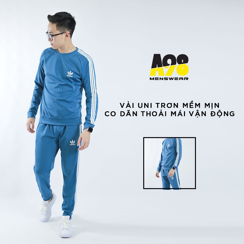 Bộ thể thao nam thu đông cao cấp co dãn bốn chiều chất vải mềm mịn thoải mái logo thêu nổi A98