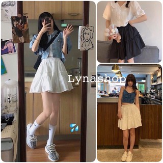 chân váy nữ🍉Chân Váy Xòe 2 Tầng 🍉 Váy Ngắn Nữ Chất Đũi Kèm Lót 2 Màu, chân váy 2 màu đen trắng mix được nhiều dáng áo.