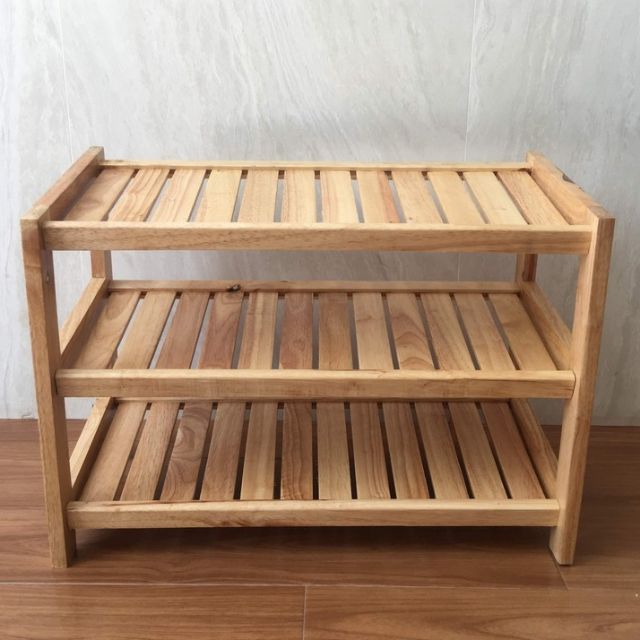 Kệ dép gỗ 60cm - 3 tầng