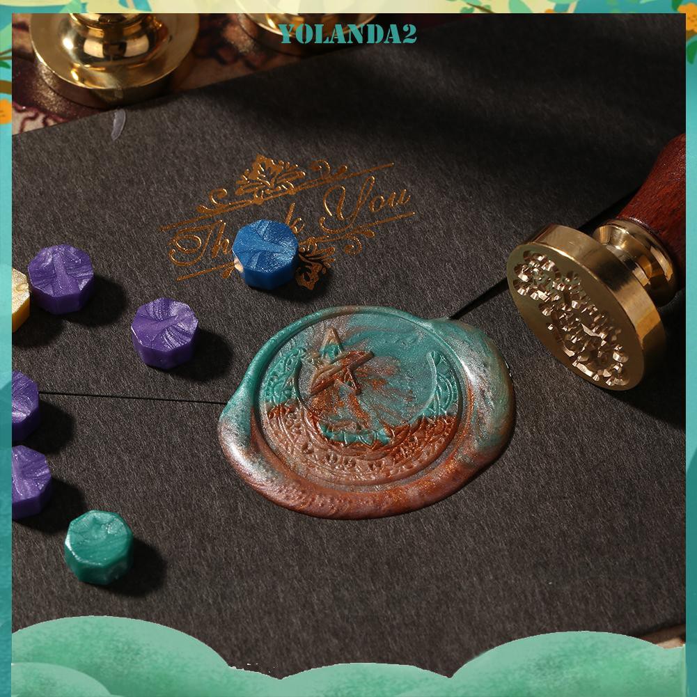 Bộ 100 hạt sáp niêm phong bì thư kiểu cổ điển hình bát giác dùng để trang trí thiệp mời đám cưới DIY thủ công