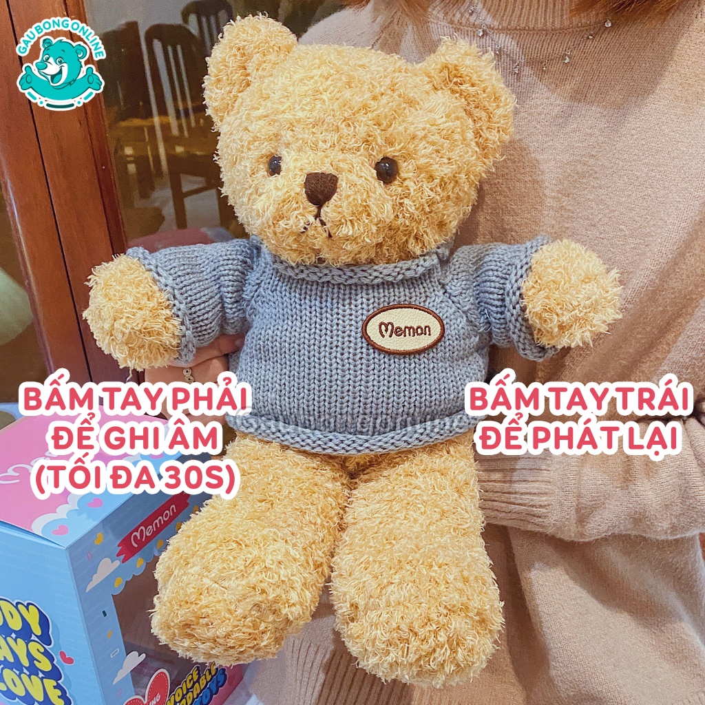 Gấu Bông Teddy Head Tales nhồi bông gòn cao cấp, lông xoắn mịn, an toàn cho bé.