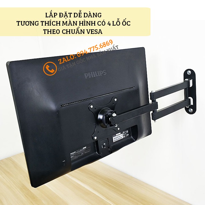 Giá Treo Màn Hình Máy Tính Gắn Tường S32 14 - 17 - 23 - 29 - 32 Inch - Giá Treo Tivi Xoay 360 Độ Linh Hoạt