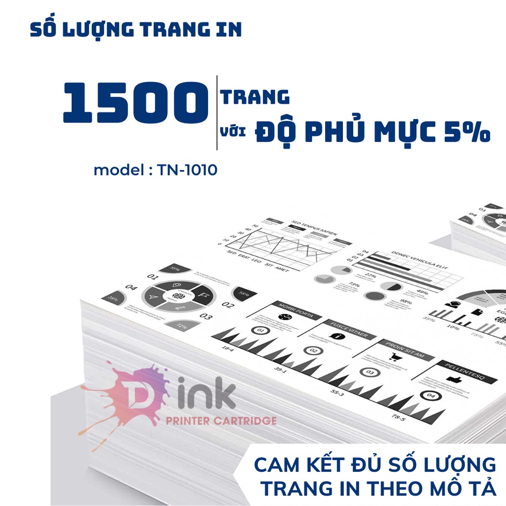 Hộp Mực siêu đậm nét TDink TN1010 - Dùng cho máy in laser BROTHER HL1111 / HL1201 ...