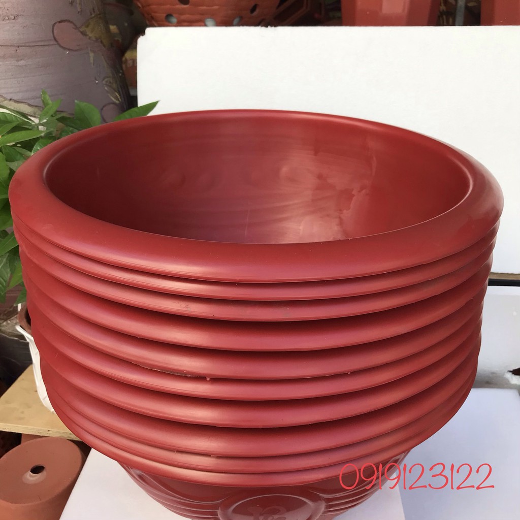 5 Chậu nhựa tròn to T48 đỏ KT 46*22cm trồng đào, quất, hoa hồng