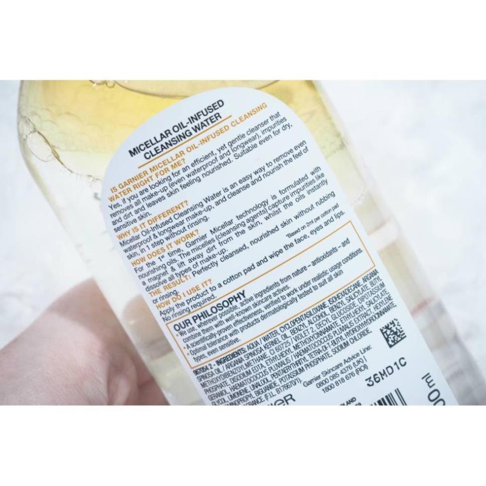 Nước tẩy trang garnier pháp 400ml, 125ml dầu vàng nắp trắng | BigBuy360 - bigbuy360.vn