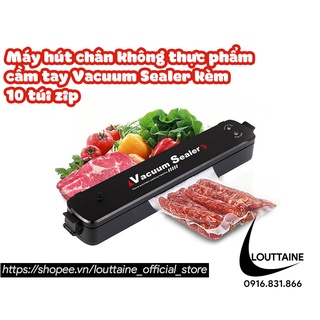 Máy hút chân không thực phẩm cầm tay Vacuum Sealer công suất 90w kiêm máy hàn miêng túi·có kèm 10 túi hút chân không