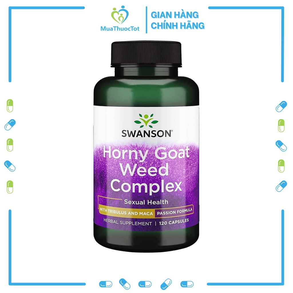 Swanson Horny Goat Weed Complex, Tribulus and Maca 120 viên - Viên uống tăng cường sinh lý nam và nữ.