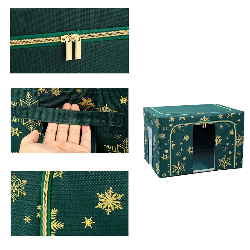 Hộp Đựng Đồ Lót / Vớ / Đồ Lót Bằng Vải Oxford Trong Suốt Họa Tiết Bông Tuyết Chống Thấm Nước