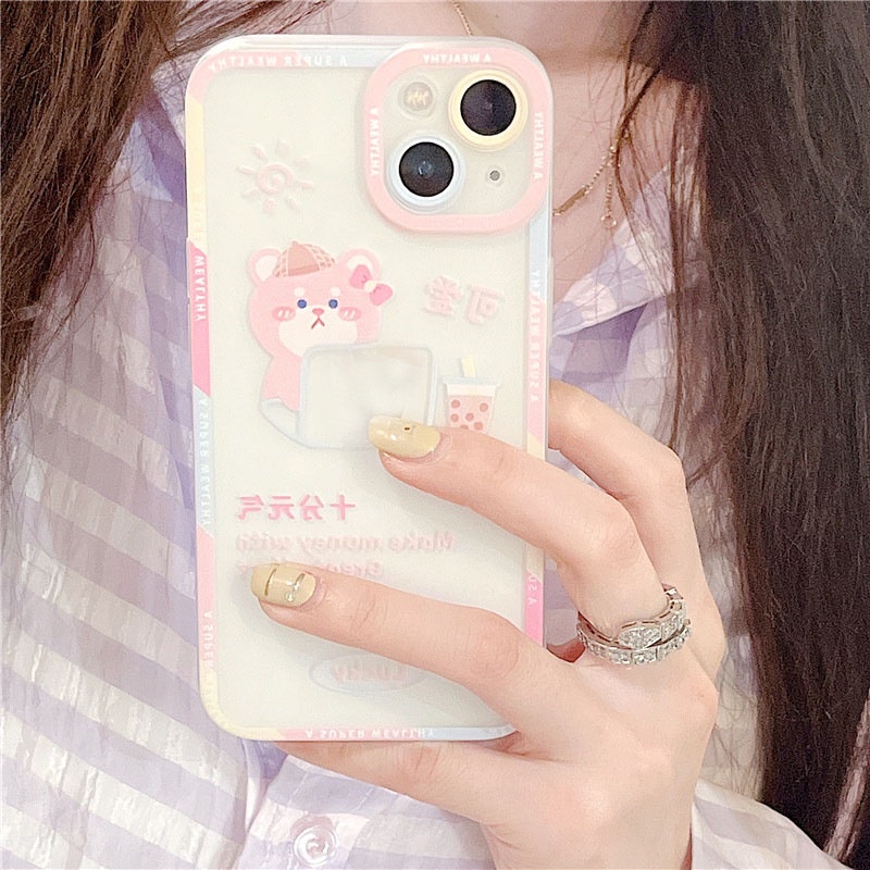 Ốp lưng iphone ốp Điện Thoại Trong Suốt Hình Gấu Hoạt Hình Cho iPhone 14 13 12 11 PROMAX XS XR XSMAX SE2020 6 7 8PLUS