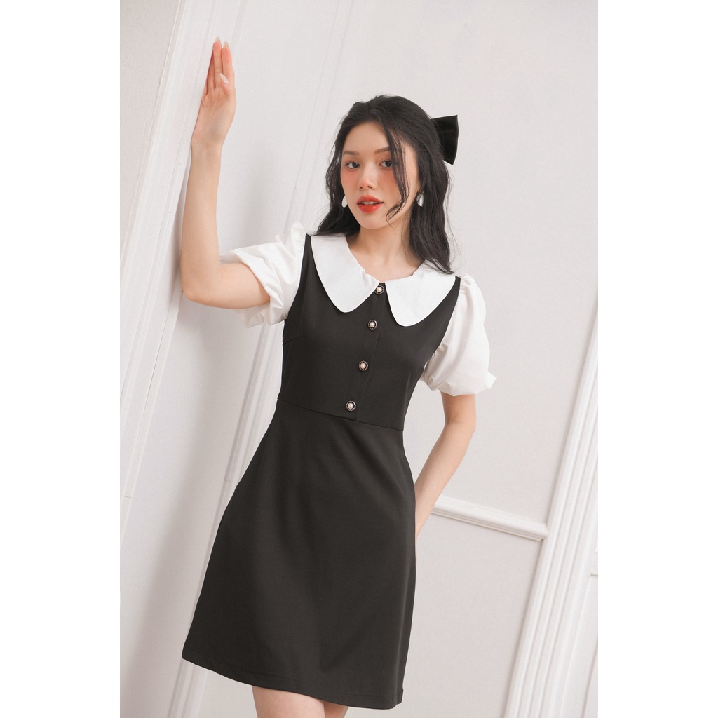 Đầm công sở nữ MOMOCO dáng xuông tay cộc cổ sen chất liệu cao cấp M2899