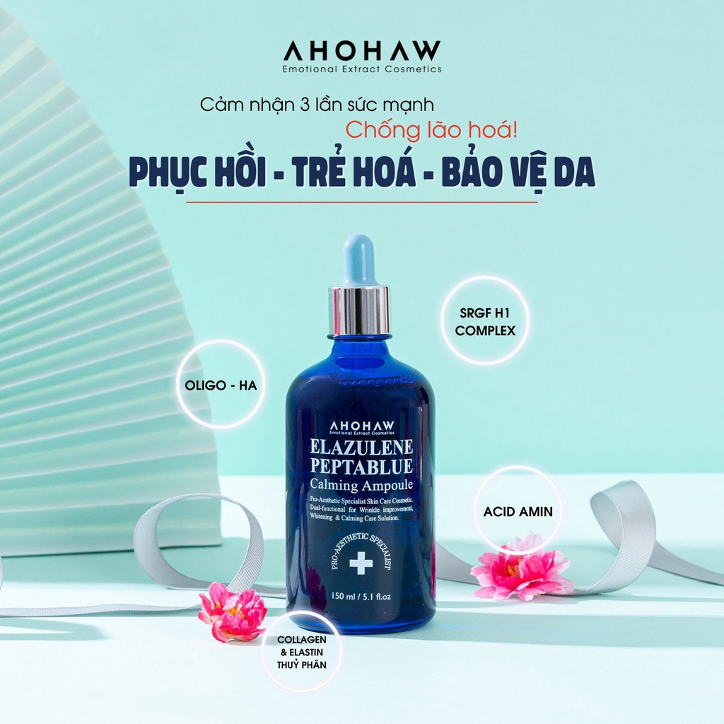 Bộ Đôi Dưỡng Trắng, Chống Lão Hóa Cao Cấp Ahohaw Anti-Aging Cream & Alazulene Peptablue Ampoule