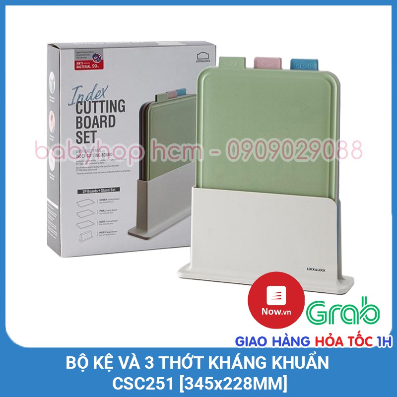 Bộ Kệ và 3 Thớt Kháng Khuẩn Lock&amp;Lock Index Cutting Board CSC251 [345x228MM]