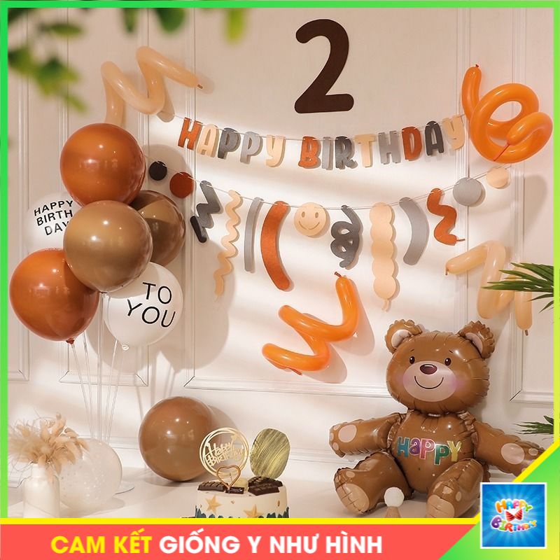 Combo set trang trí sinh nhật Hàn Quốc Handmade tại nhà màu vintage dễ trang trí sinh nhật cho bé