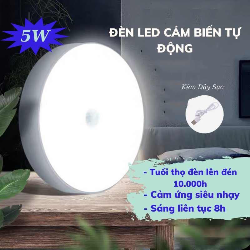 Đèn LED Cảm Biến, Đèn Tròn Cảm Biến Chuyển Động Dán Tường Đa Năng ĐÈN TRẦN PHÚ