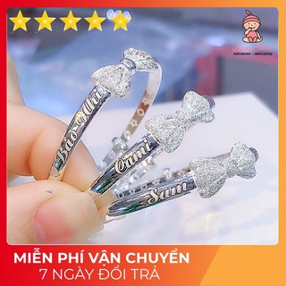 Lắc tay bạc ta khắc tên cho bé 👶 Mẫu lắc tay hình nơ cát, khắc tên miễn phí theo yêu cầu ⚡ Freeship toàn quốc ⚡