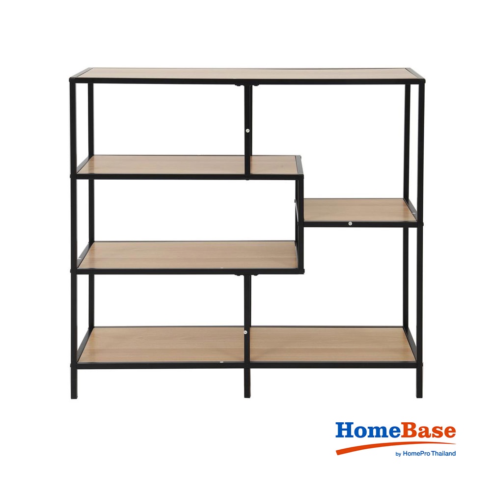 HomeBase FURDINI Bộ kệ bằng thép gỗ ép cao cấp MILTON Thái Lan W100xH90xD33,3cm màu gỗ sồi