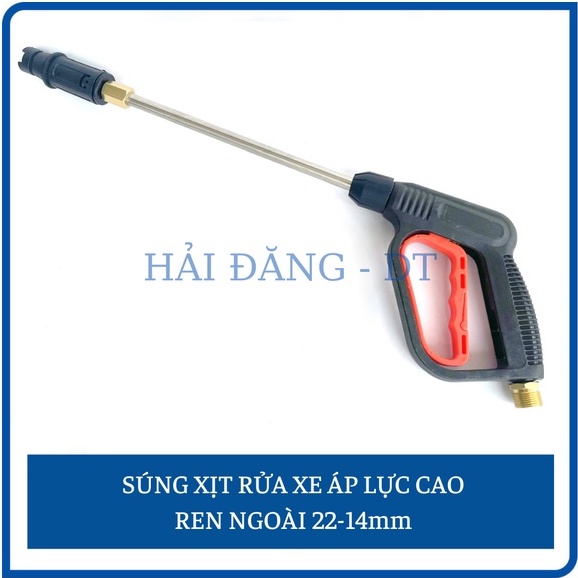 Súng xịt rửa xe áp lực cao kèm ống nối dài 30cm ren 22 và 14mm (kiểu cò đỏ)