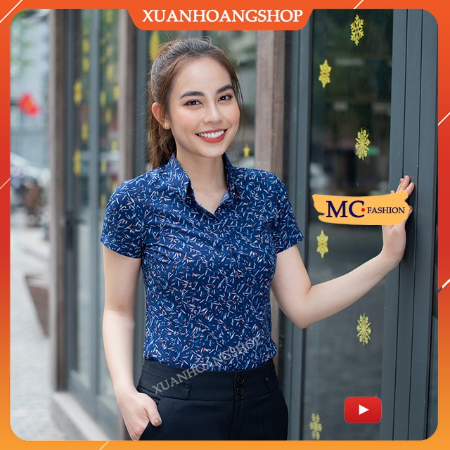 Áo Sơ Mi Nữ Cộc Tay Ngắn, Kiểu Áo Sơ Mi Nữ Công Sở Đẹp,3 Màu( Trắng, Xanh Tím Than,Vàng ), Mc Fashion A638