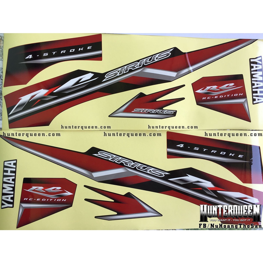 Tem in UV cao cấp. Tem xe Sirius RC đỏ đen. Sắc nét tuyệt đối, chuẩn từng chi tiết. Chống phai màu