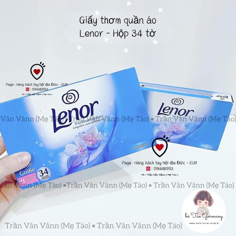 GIẤY THƠM QUẦN ÁO LENOR - hộp 34 tờ