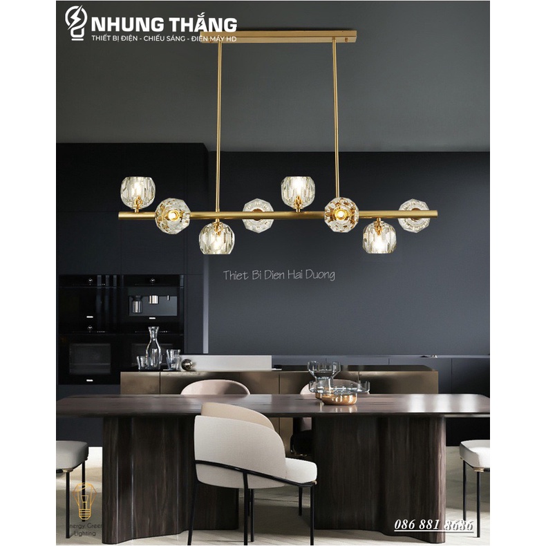 Đèn Thả 8 Chao T hủy Tinh DGT-9400 - Decor Trang Trí Nội Thất Sang Trọng - Phong Cách Hiện Đại - Kèm 8 Bóng